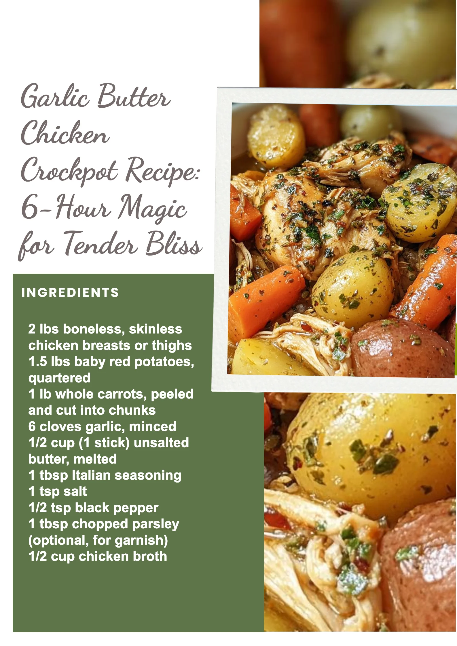 Slow-cooked Garlic Butter Chicken ready to serve from the crockpot.