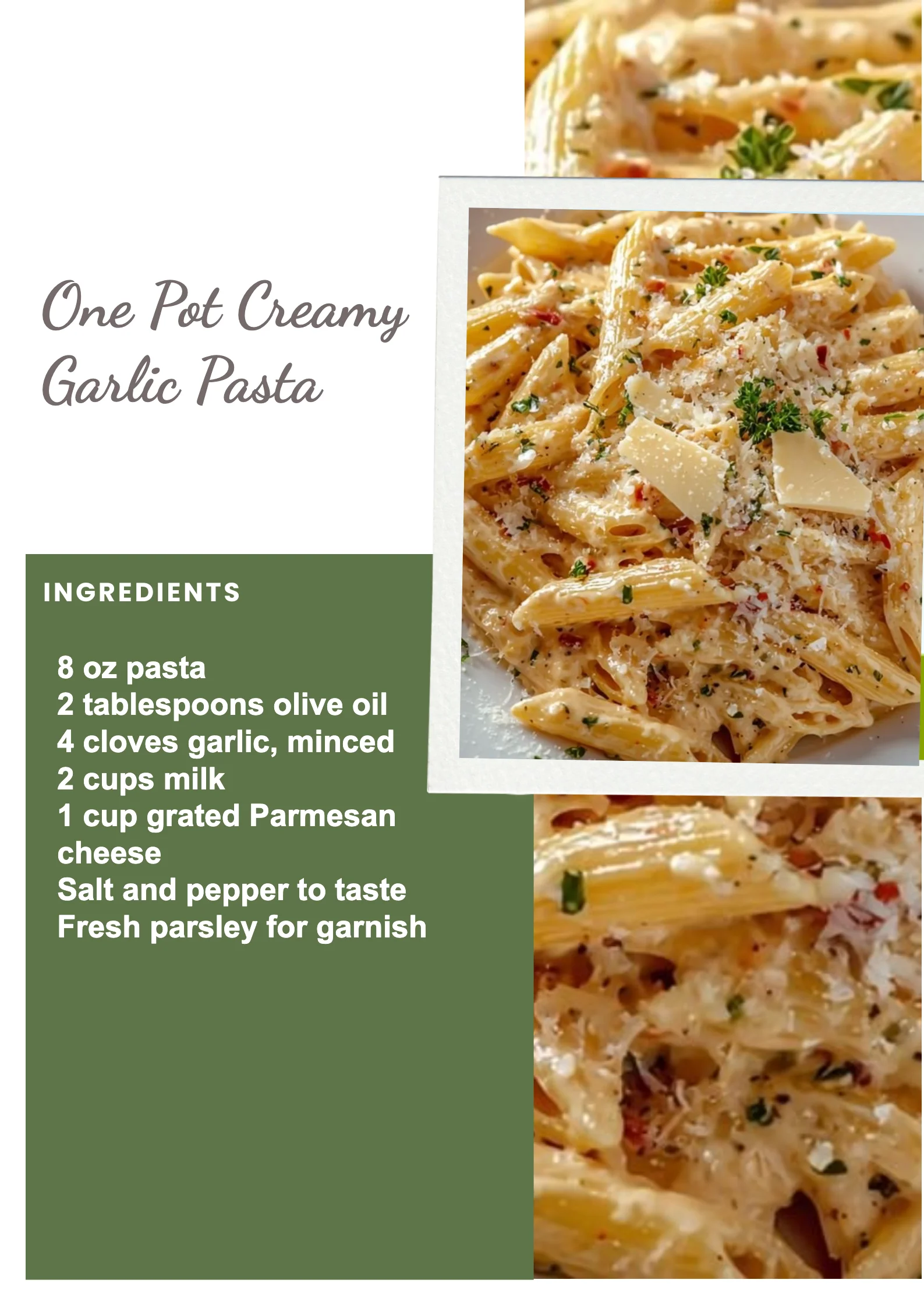 One Pot Creamy Garlic Pasta