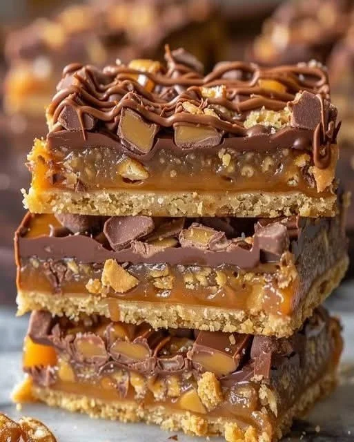 Caramel Chocolate Crunch Bars