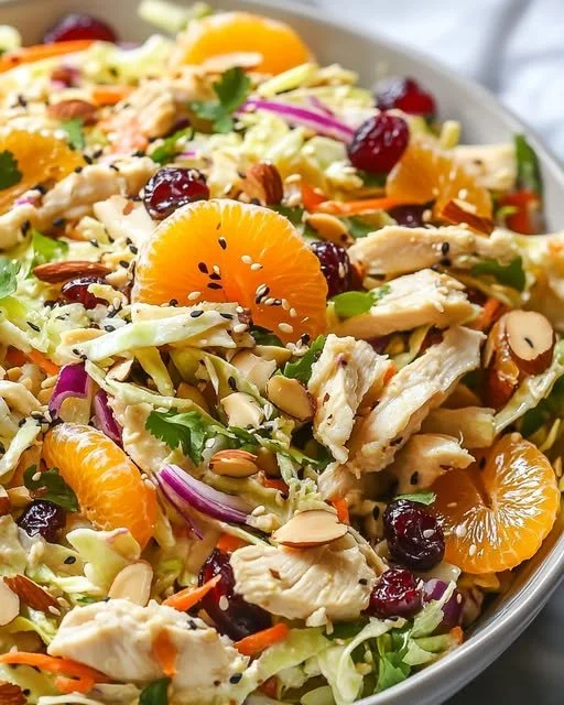 Chicken Coleslaw Salad with Ginger and Sesame Dressing