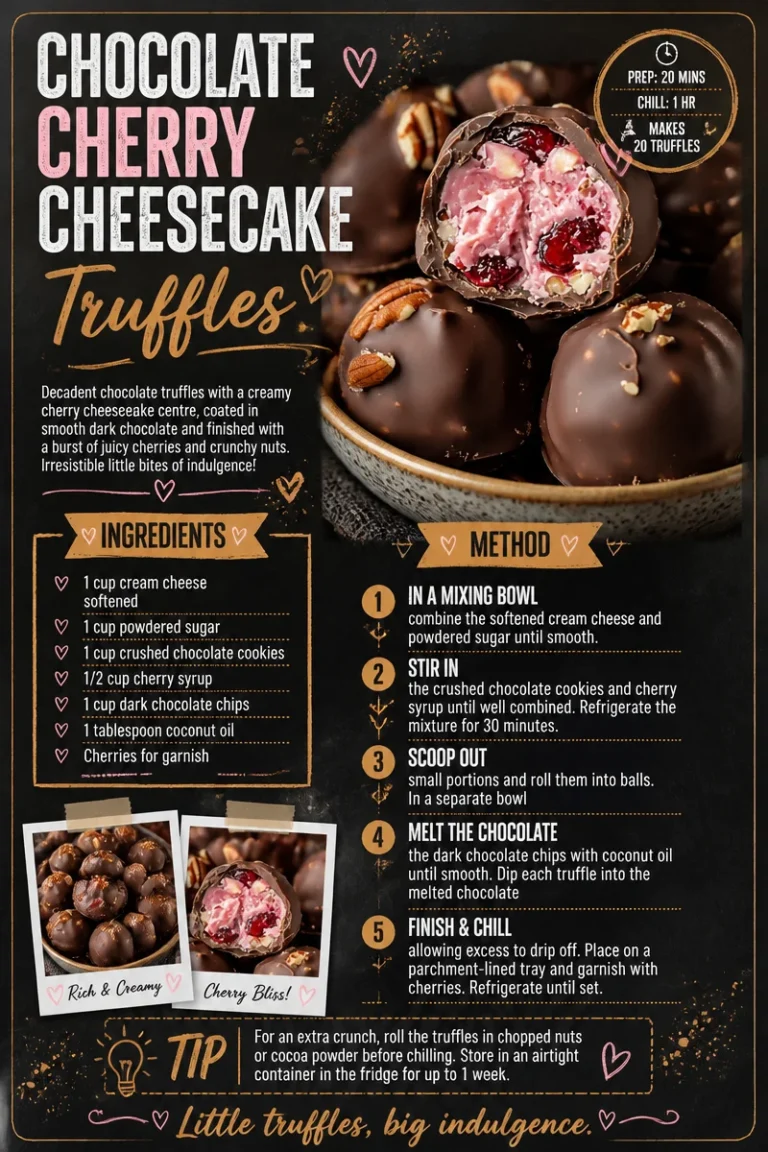Delicious chocolate cherry cheesecake truffles on a decorative plate.