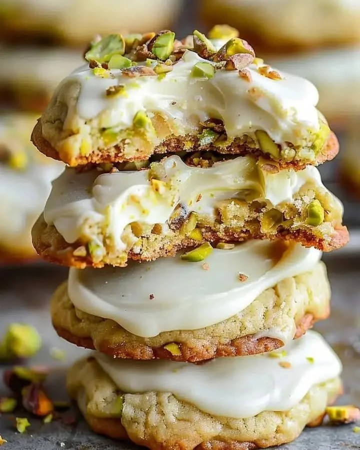 Creamy Pistachio White Chocolate Cookies