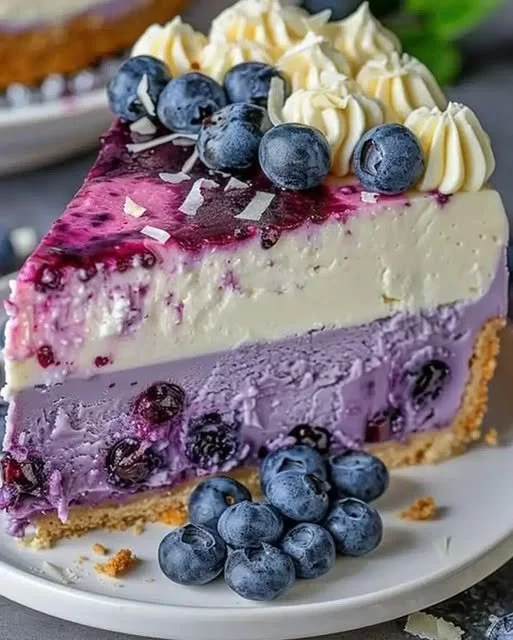 Creamy White Chocolate Blueberry Cheesecake