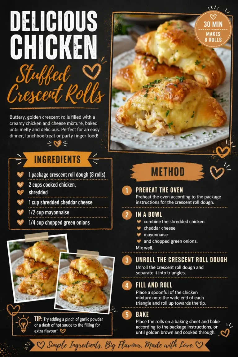 Delicious chicken stuffed croissant rolls ready to be served.