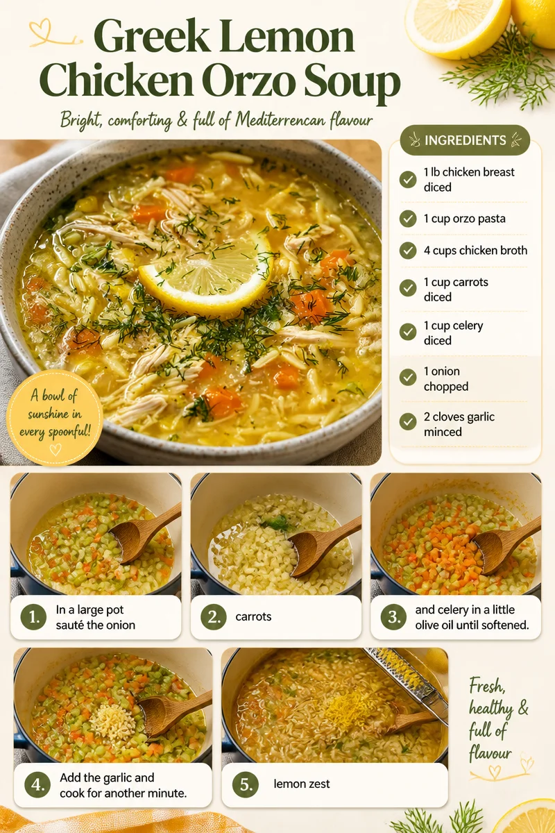 Greek Lemon Chicken Orzo Soup