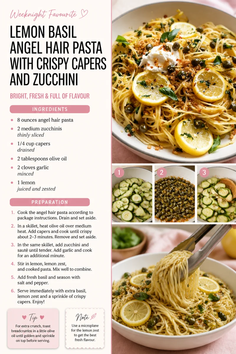 Lemon Basil Angel Hair Pasta with Crispy Capers and Courgette