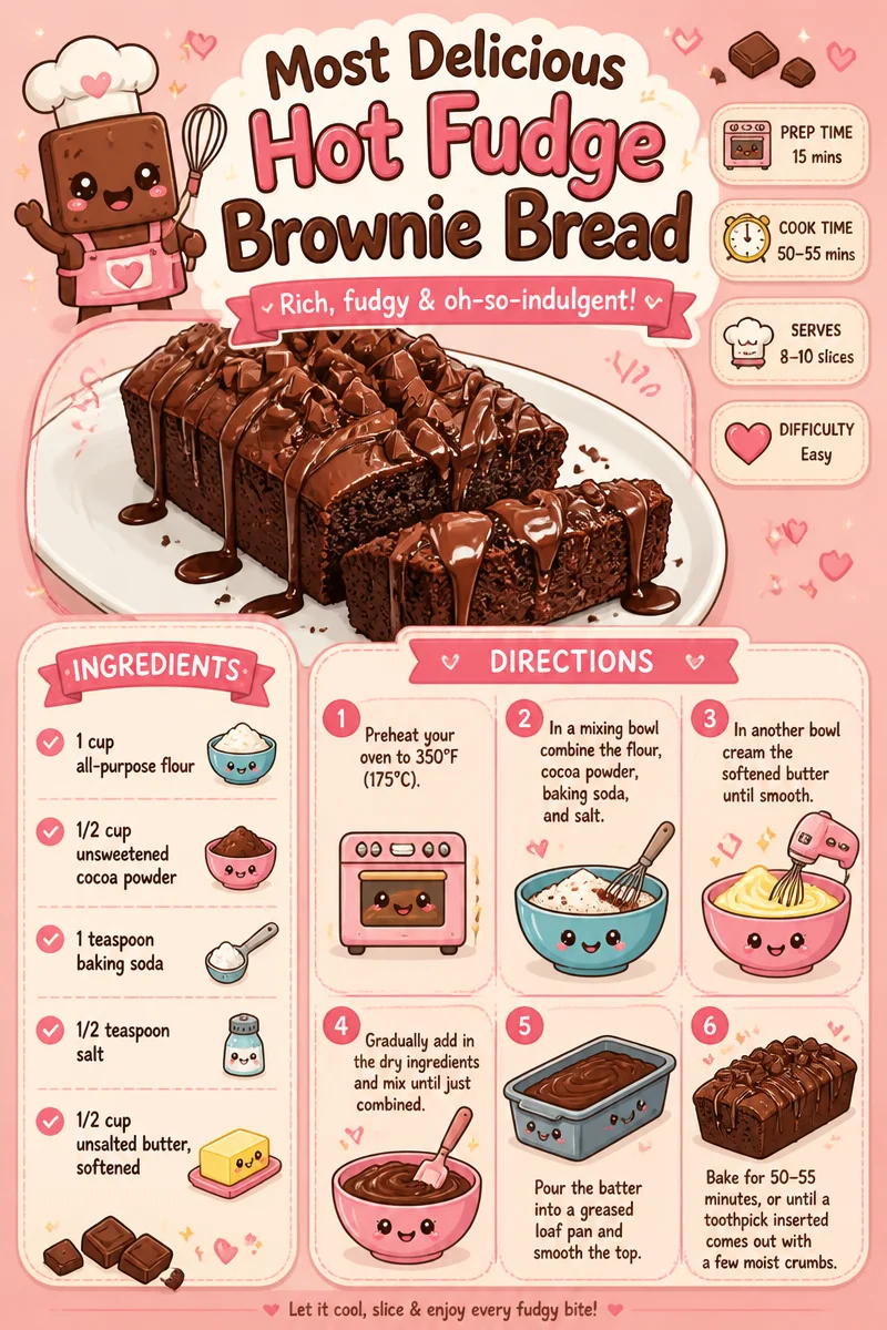 Delicious hot fudge brownie bread with a rich chocolate glaze.