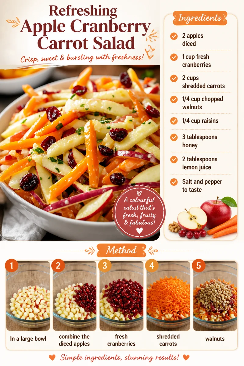 Refreshing Apple, Cranberry and Carrot Salad