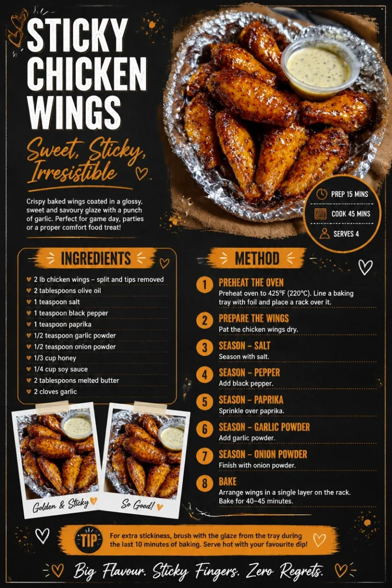 Delicious sticky chicken wings served with a side of dipping sauce