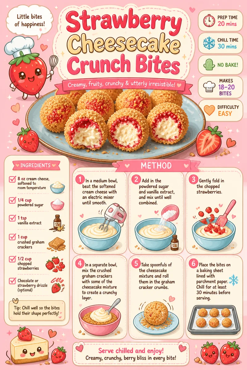 Strawberry cheesecake crunch bites, a delightful dessert treat