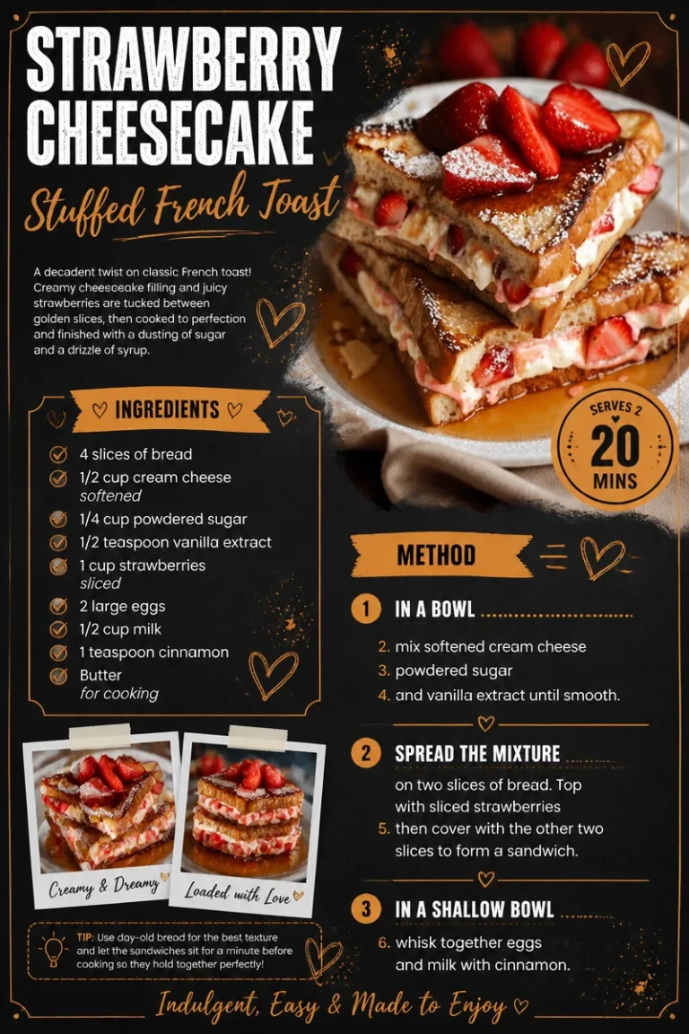 Strawberry cheesecake stuffed French toast on a plate with fresh strawberries.