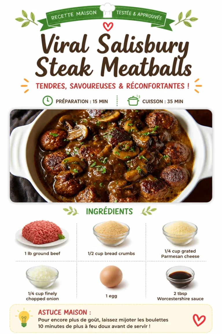 Delicious Salisbury Steak Meatballs served with gravy and mashed potatoes.