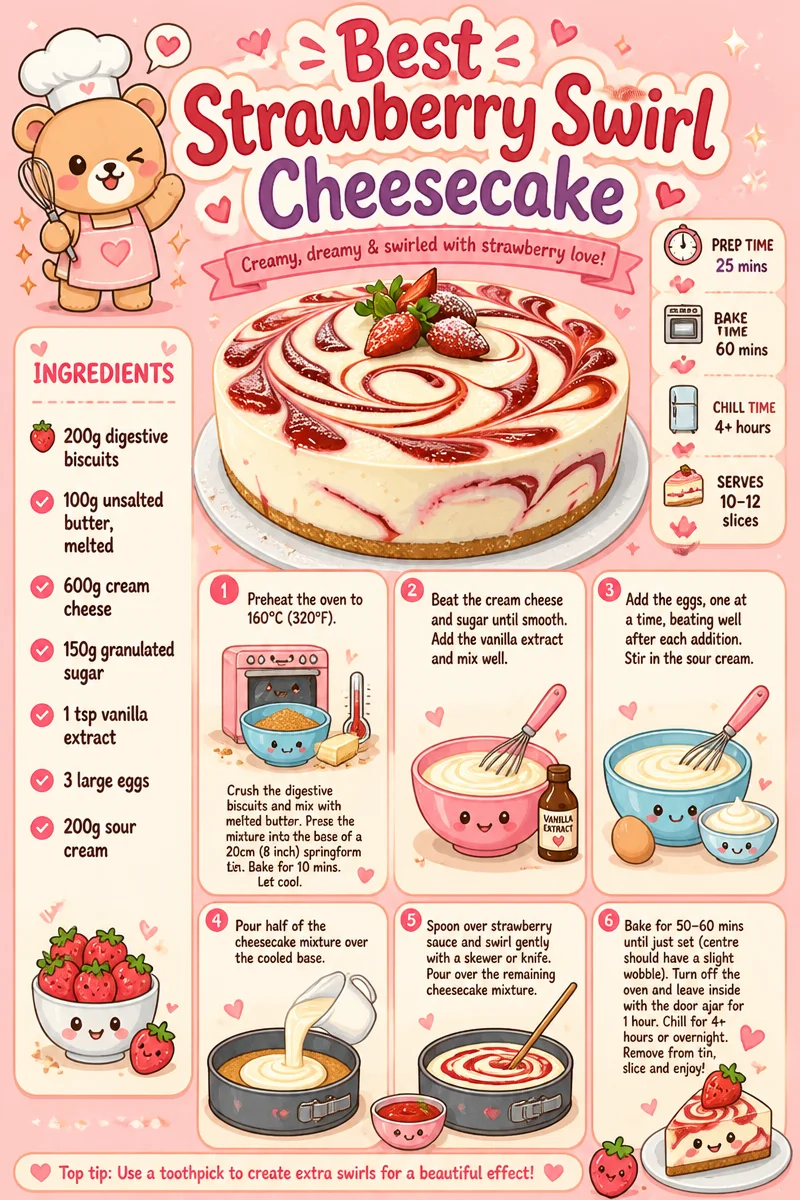 Best Strawberry Swirl Cheesecake