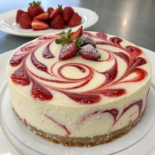 Best Strawberry Swirl Cheesecake