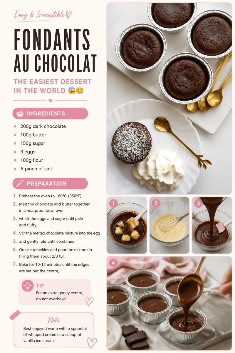 Delicious chocolate fondants ready to be served for dessert.
