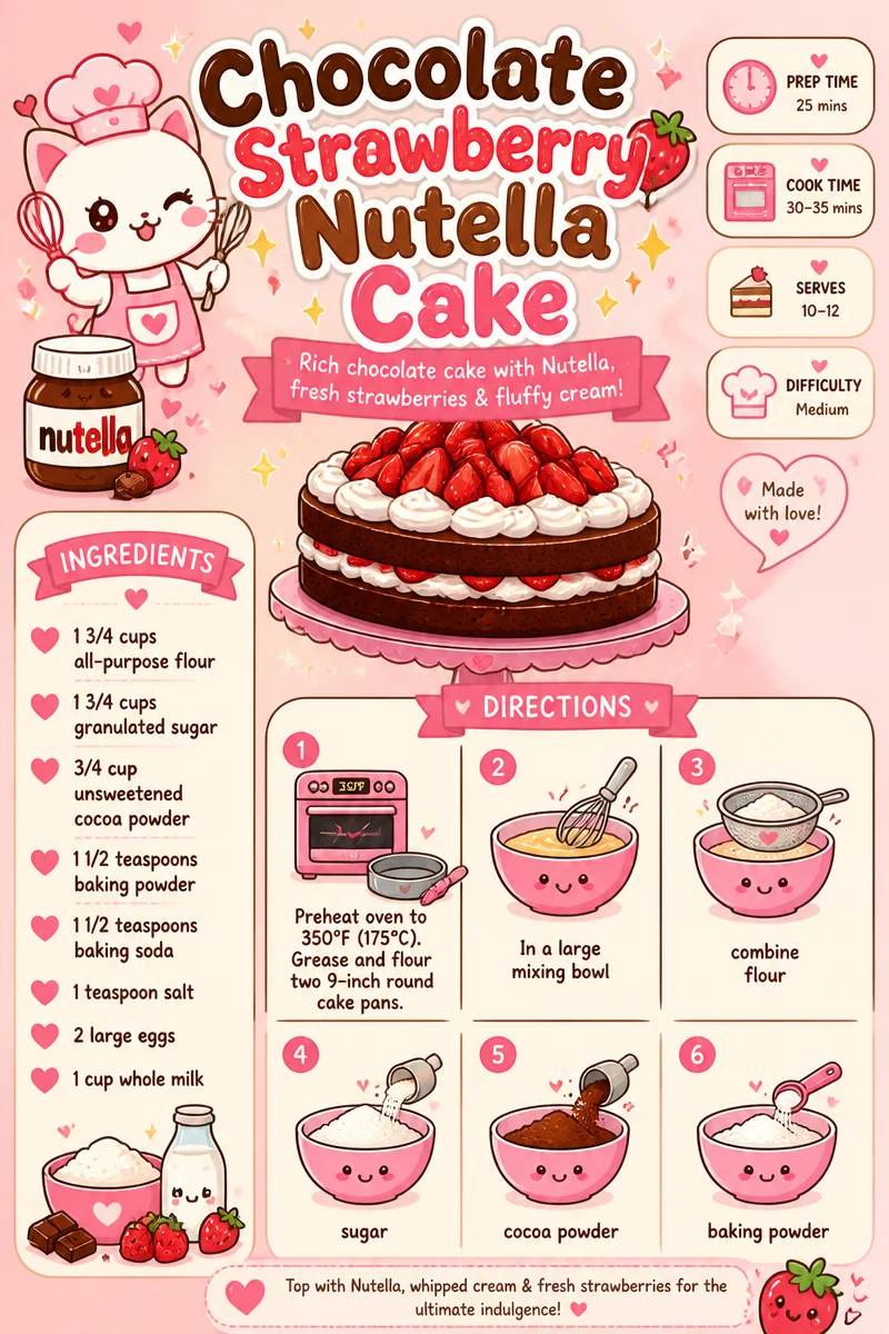 Chocolate Strawberry Nutella Cake
