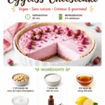 Delicious eggless cheesecake topped with fresh fruit and mint leaves