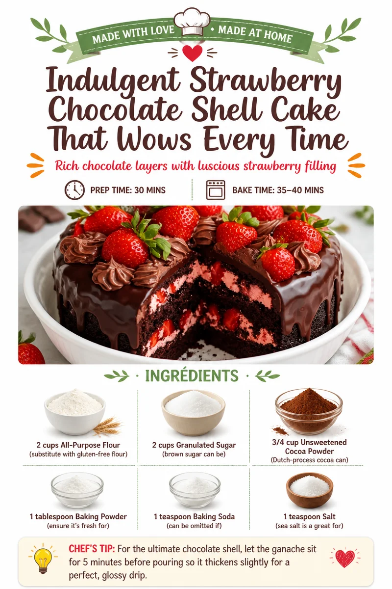 Indulgent Strawberry Chocolate Shell Cake That Impresses Every Time