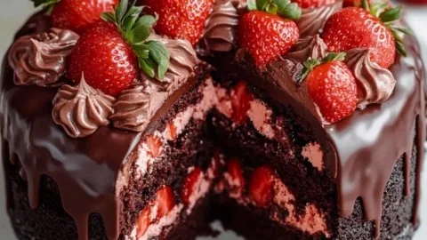 Indulgent Strawberry Chocolate Shell Cake That Impresses Every Time