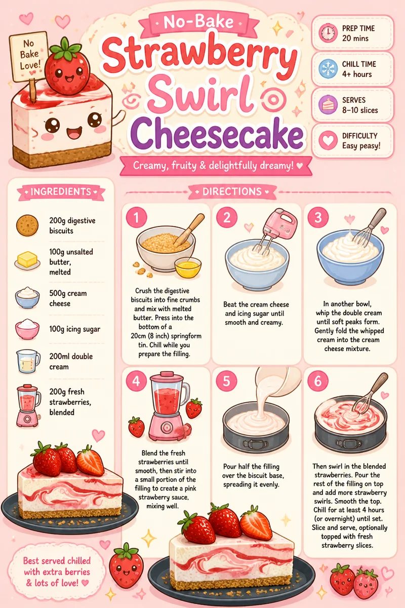 No-Bake Strawberry Swirl Cheesecake