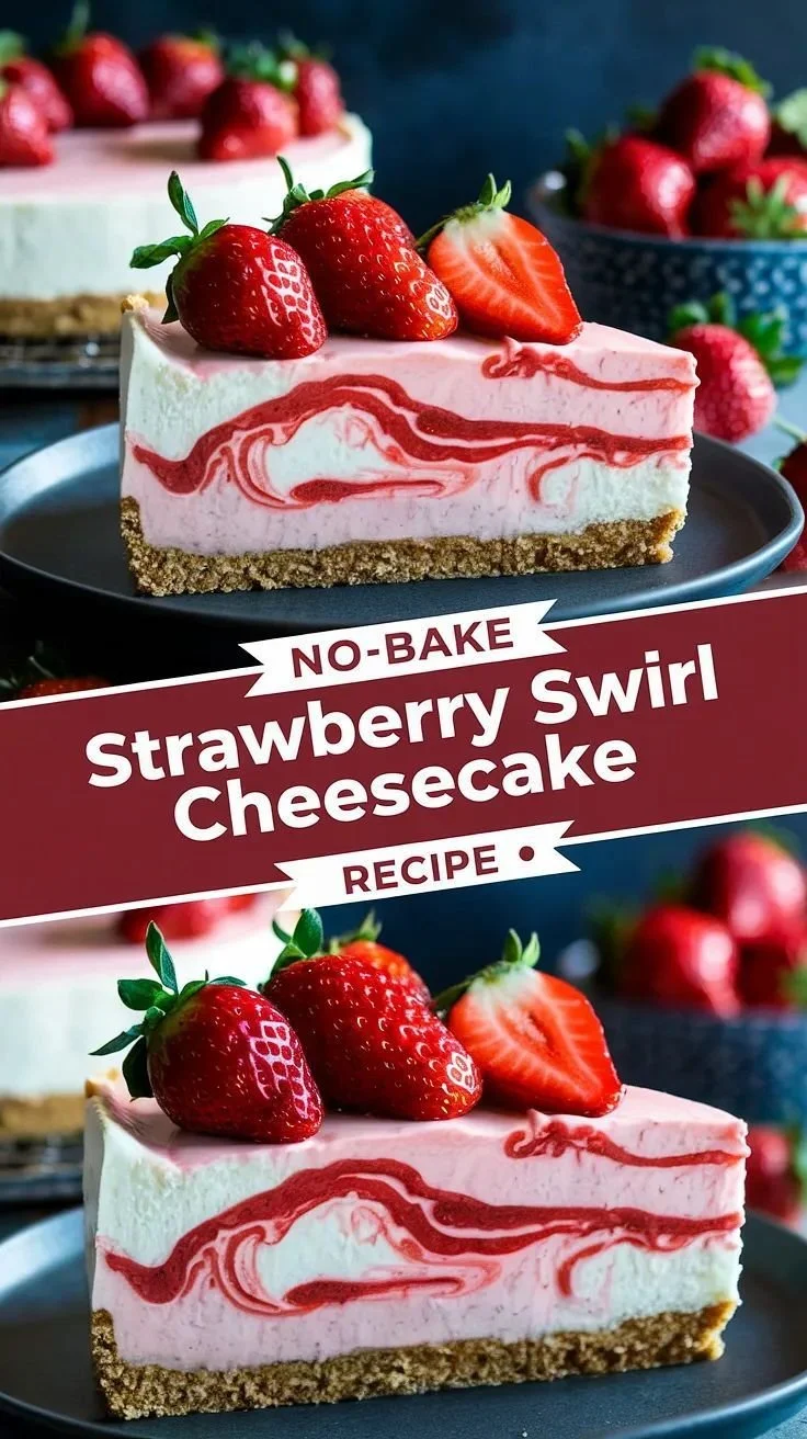 No-Bake Strawberry Swirl Cheesecake