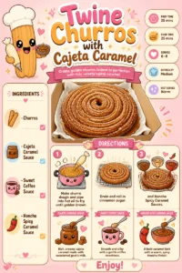 Twisted Churros topped with creamy Cajeta Caramel sauce