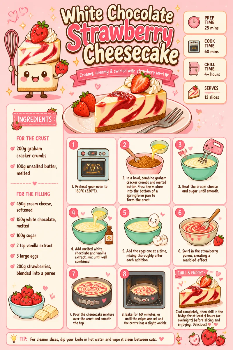 White Chocolate Strawberry Cheesecake