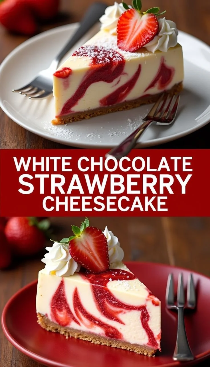 White Chocolate Strawberry Cheesecake