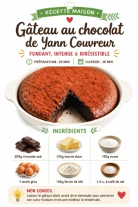 Yann Couvreur's decadent chocolate cake topped with rich chocolate ganache