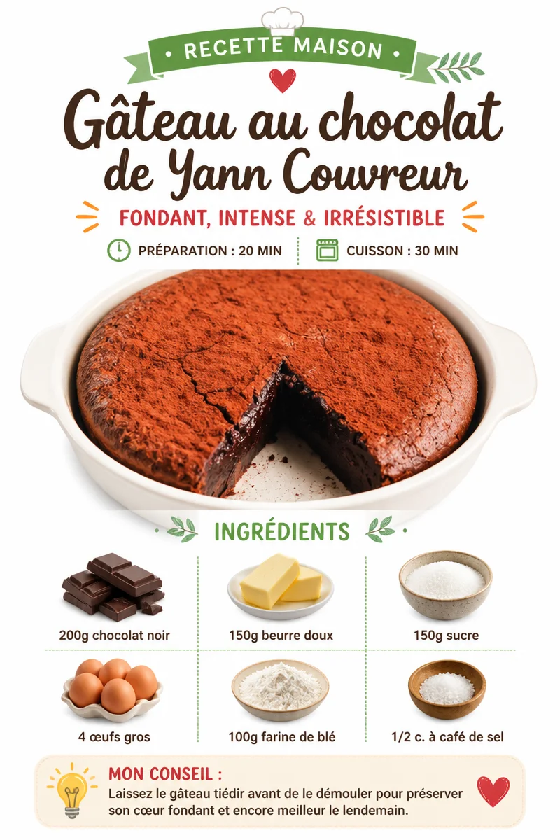 Yann Couvreur's decadent chocolate cake topped with rich chocolate ganache