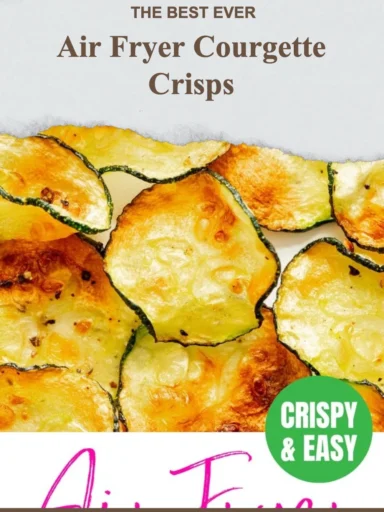 Crispy air-fried courgette crisps served in a bowl.
