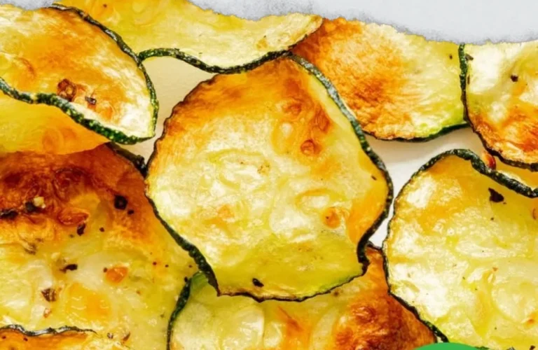 Crispy air-fried courgette crisps served in a bowl.