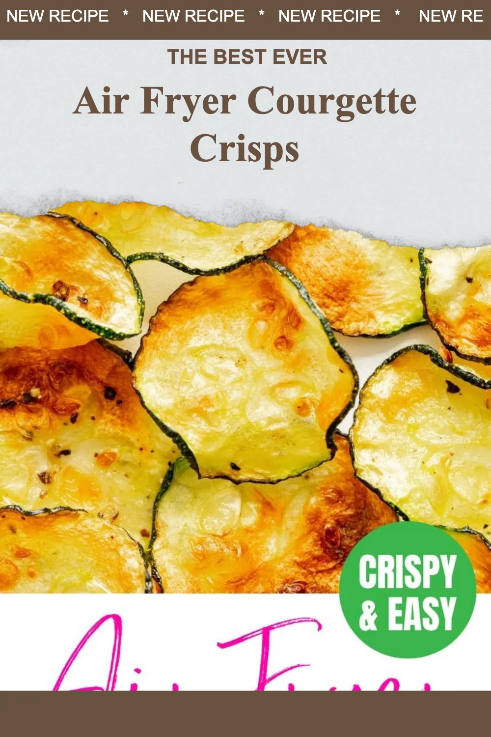 Crispy air-fried courgette crisps served in a bowl.