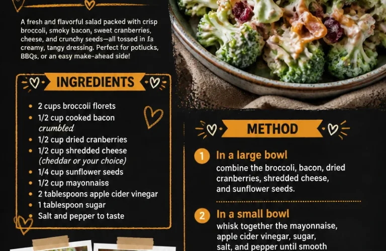 Delicious and colorful broccoli salad with fresh ingredients