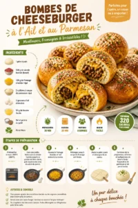 Bombes de Cheeseburger à l'Ail et au Parmesan sur une assiette