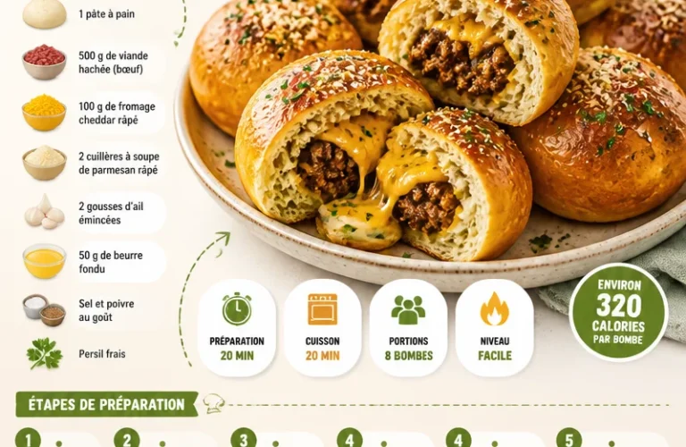 Bombes de Cheeseburger à l'Ail et au Parmesan sur une assiette