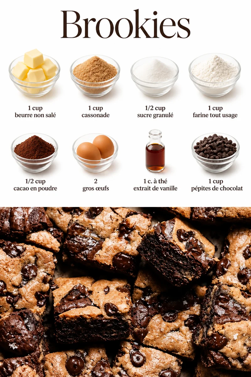 Brookies - mélange délicieux de brownies et cookies au chocolat
