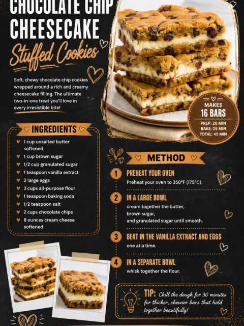 Delicious chocolate chip cheesecake stuffed cookies freshly baked