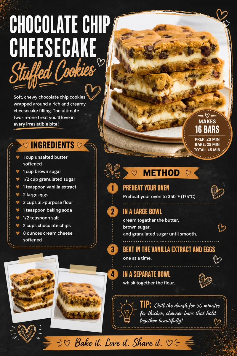 Delicious chocolate chip cheesecake stuffed cookies freshly baked