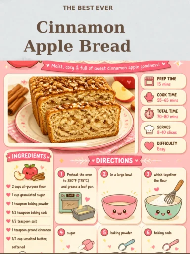 Freshly baked Cinnamon Apple Bread with a golden crust and cinnamon topping
