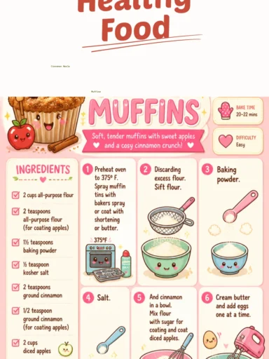 Freshly baked cinnamon apple muffins topped with a sprinkle of cinnamon