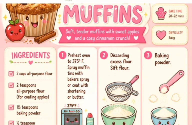 Freshly baked cinnamon apple muffins topped with a sprinkle of cinnamon