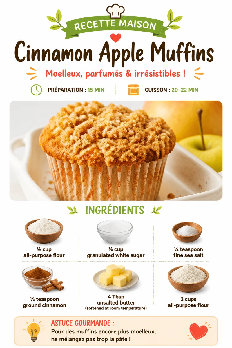 Freshly baked cinnamon apple muffins with a golden-brown crust
