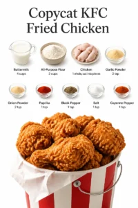 Homemade Copycat KFC Fried Chicken recipe with crispy coating and tender meat.