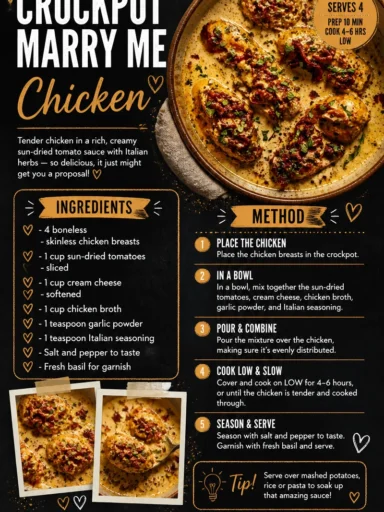 Crockpot Marry Me Chicken served with creamy sauce and fresh herbs