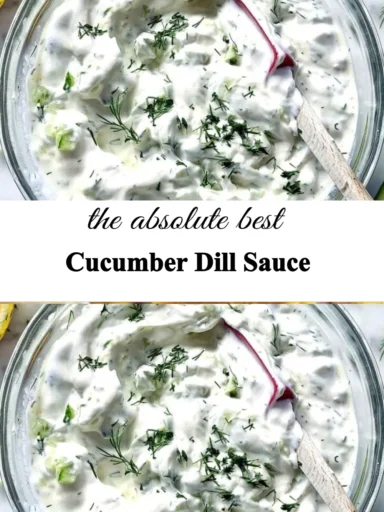 Homemade Cucumber Dill Sauce served in a bowl with fresh herbs