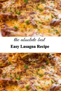 Delicious homemade lasagna served with fresh basil and cheese