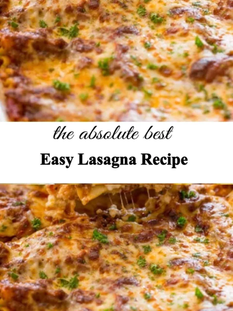 Delicious homemade lasagna served with fresh basil and cheese