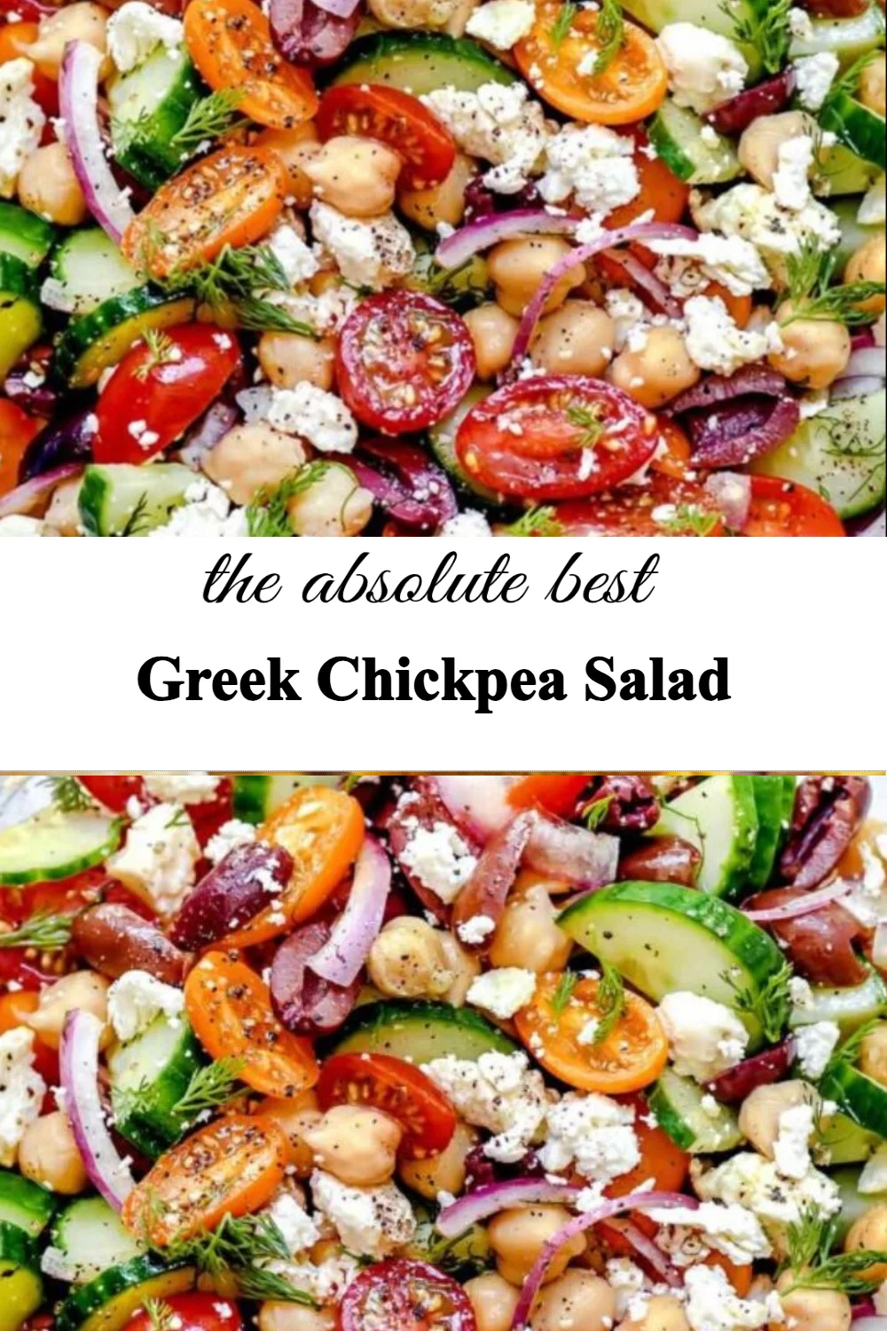 Delicious Greek Chickpea Salad with tomatoes, cucumber, and feta cheese