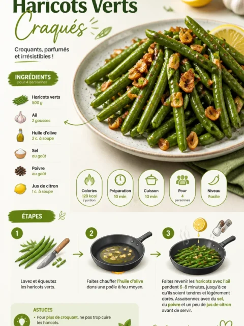 Recette de haricots verts craqués, légumes frais et savoureux